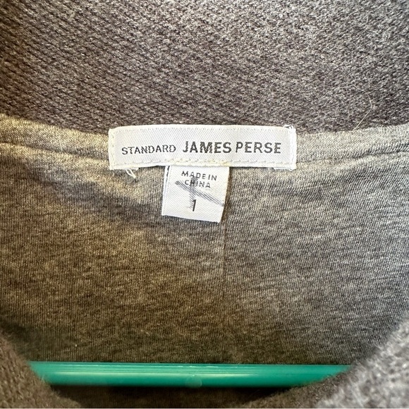 James Perse Gray 100% Cotton Knit Hidden Waist Drawstring Button front Jacket - Picture 7 of 11